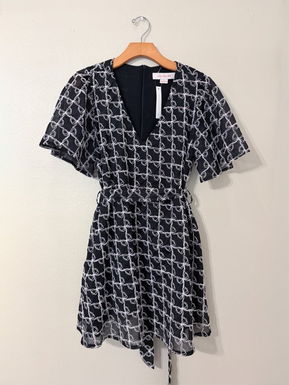 Lisa Says Gah Black Olivia Bow Baby Doll Dress